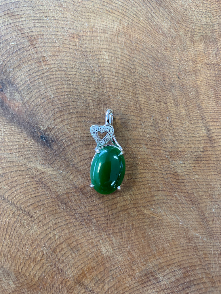 Jade Oval With Heart Pendant