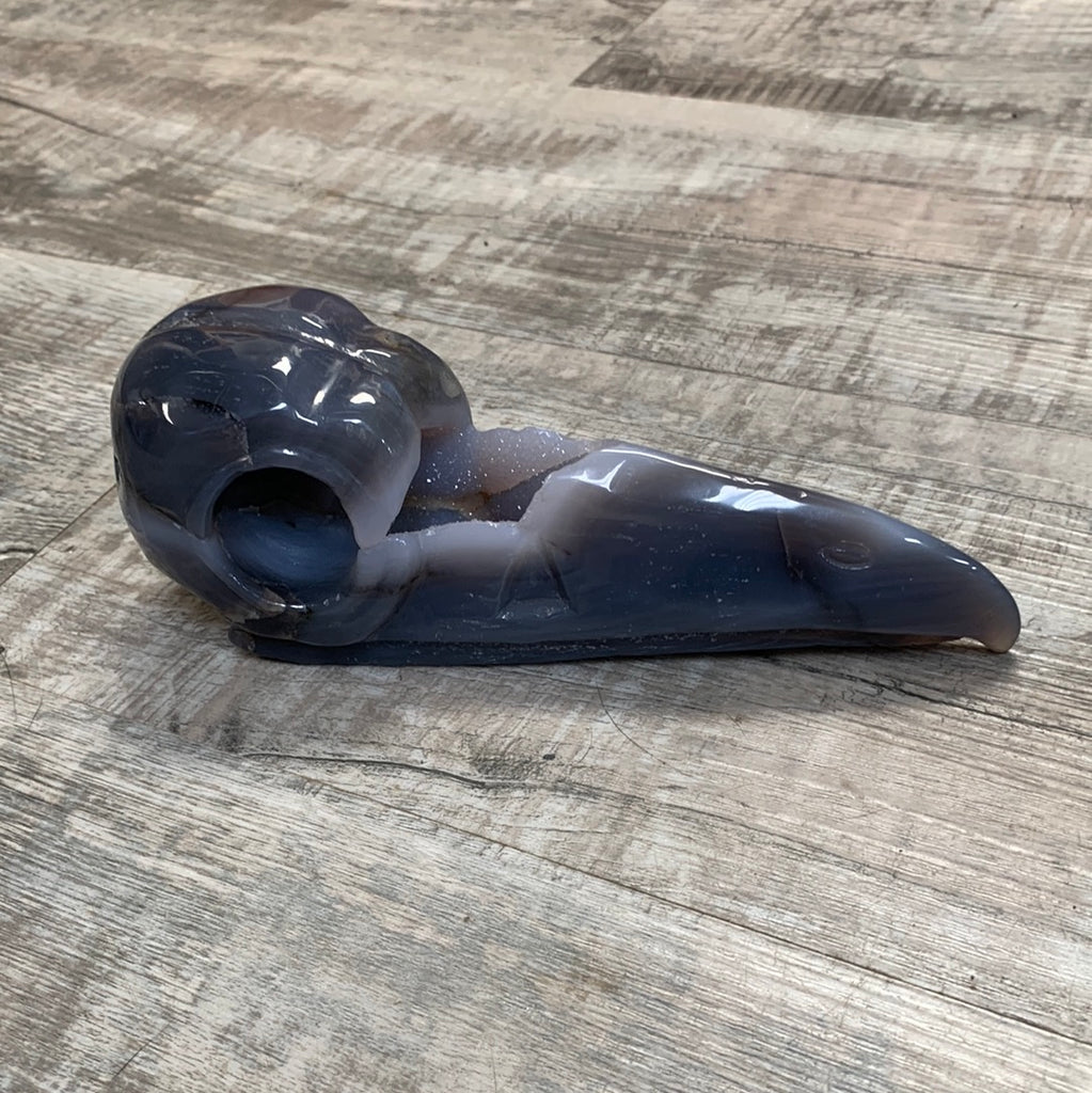 Agate geode bird skull