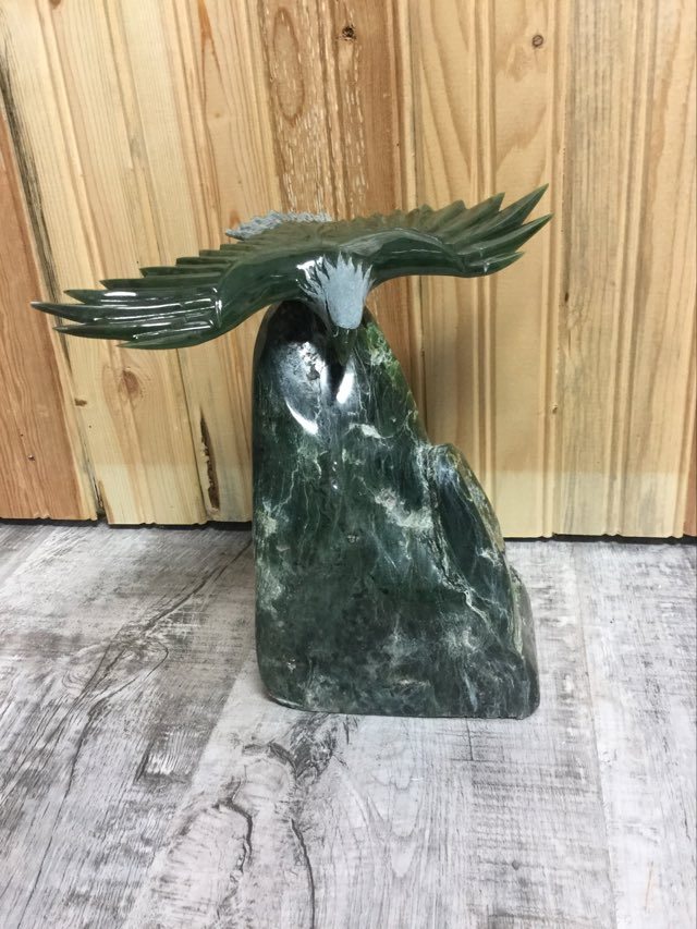 One of a Kind Jade Eagle on Jade Base